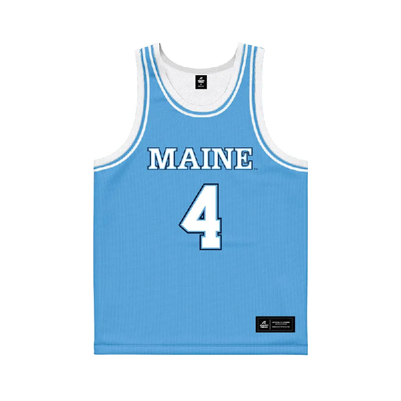 Maine - NCAA Women's Basketball : Jaycie Christopher - Light Blue Basketball Jersey Organic Jersey Tee