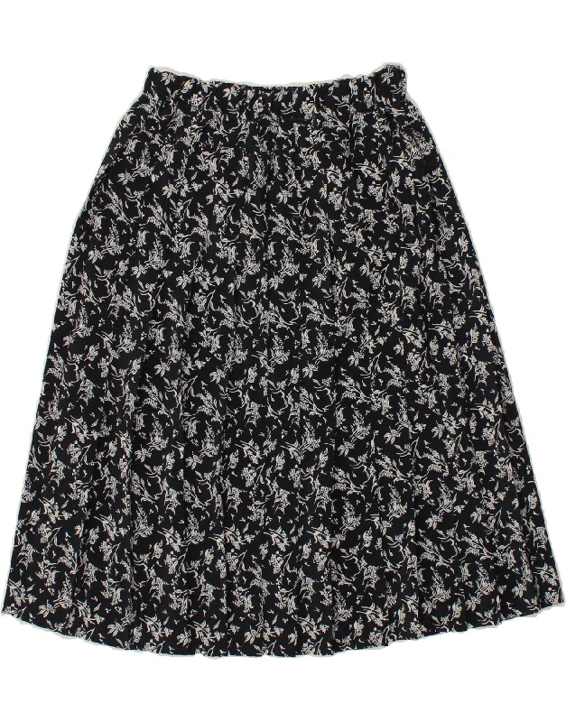 VINTAGE Womens A-Line Skirt W24 XS Navy Blue Floral corduroy skirt durable