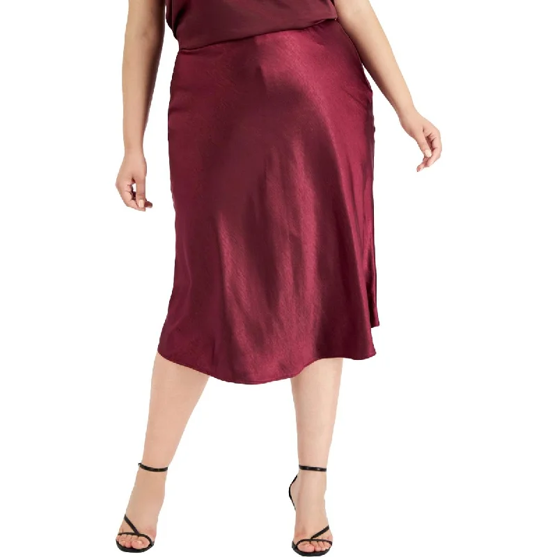 Bar III Womens Plus Solid  Midi Skirt midi skirt versatile