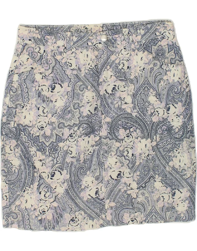 RIFLE Womens Mini Straight Skirt W30 Medium Grey Floral Cotton cashmere skirt soft