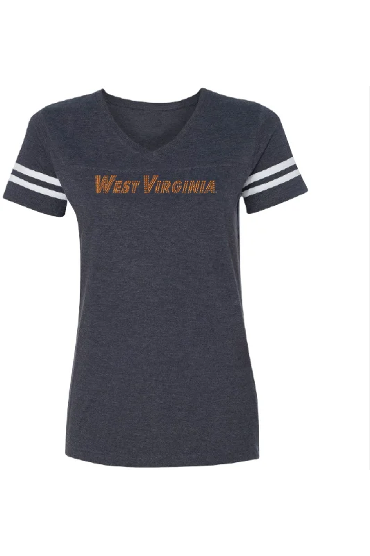 WV V-NECK JERSEY RHINESTONE TEE Sky Blue Jersey Tee