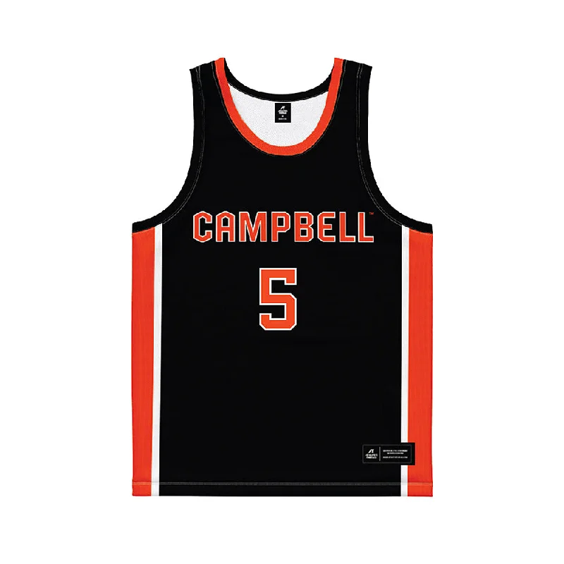 Campbell - NCAA Women's Basketball : Mikayla Taborn - Black Basketball Jersey Comfortable Jersey Tee