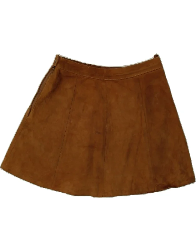 VINTAGE Womens Mini Leather Skirt W26 Small Brown corduroy skirt comfortable