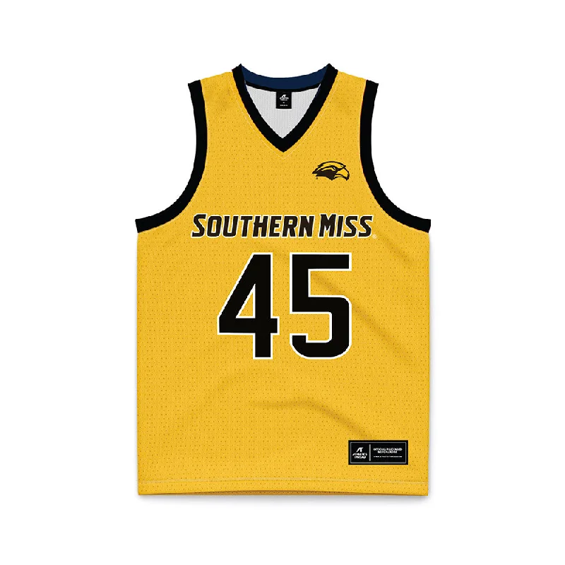 Southern Miss - NCAA Women's Basketball : Melyia Grayson - Gold Jersey Modern Jersey Tee