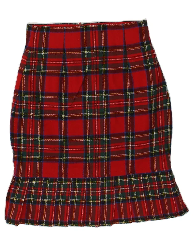 VINTAGE Womens Trumpet Skirt W26 Small Red Plaid athletic skirt fit