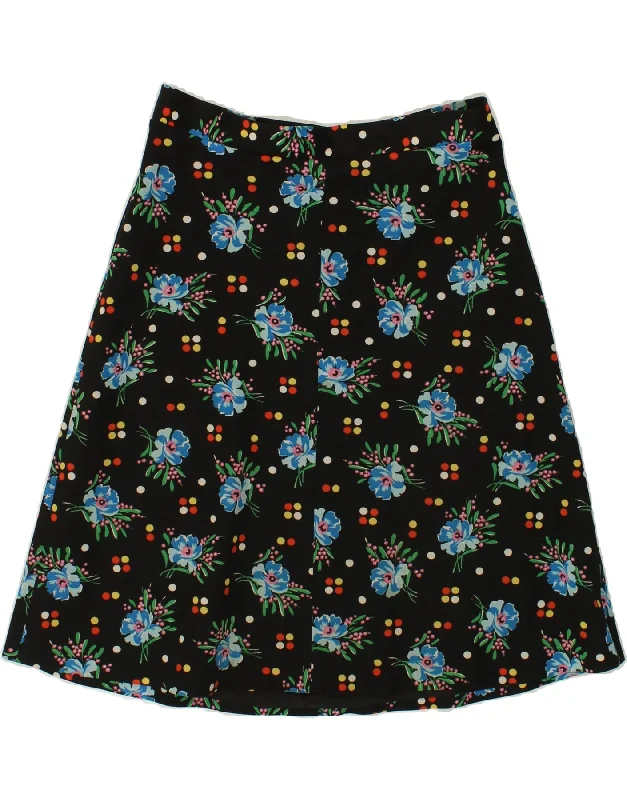 VINTAGE Womens A-Line Skirt W32 Large  Black Floral Polyester lace skirt elegant