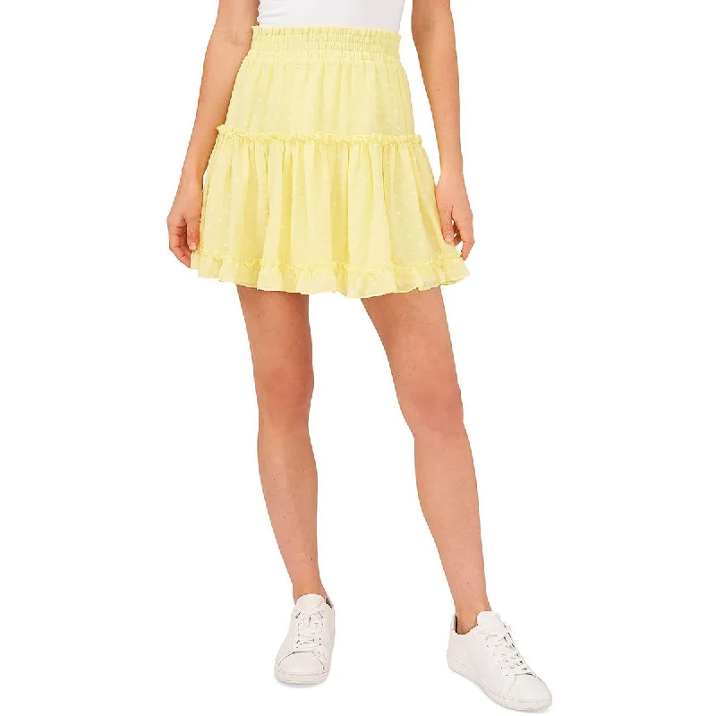 Riley & Rae Womens Smocked Short Mini Skirt silk skirt lustrous