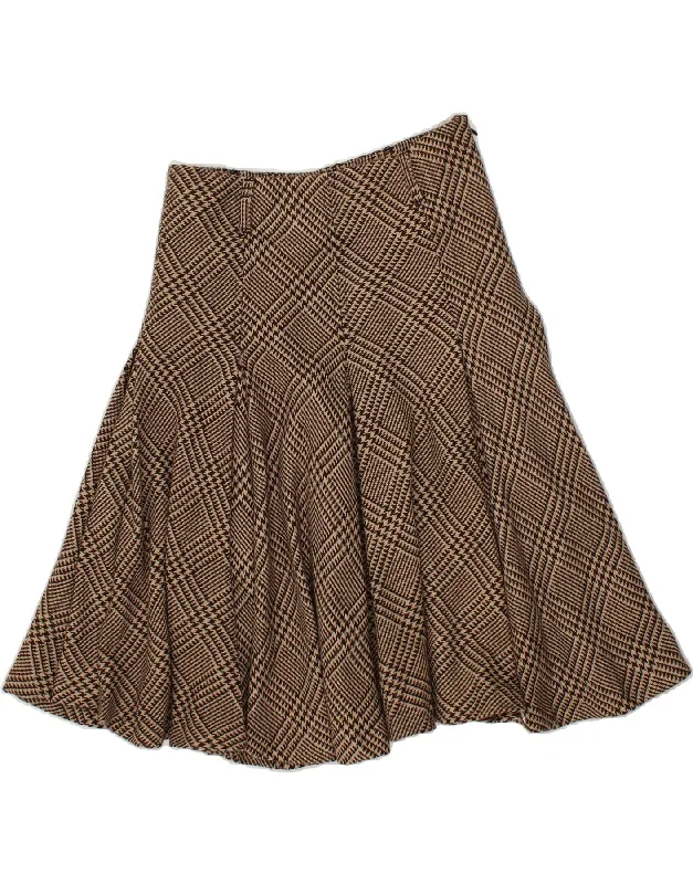 VINTAGE Womens High Waist A-Line Skirt US 4 Small W28 Brown Houndstooth velvet skirt luxury