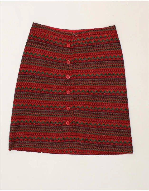 VINTAGE Womens A-Line Skirt IT 46 Large W32 Red Geometric corduroy skirt cozy