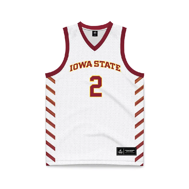 Iowa State - NCAA Women's Basketball : Ariana Jackson - White Basketball Jersey Short Sleeve Jersey Top