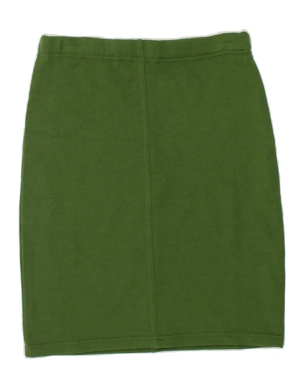 VINTAGE Womens Straight Skirt  Large W32 Green Cotton wool skirt breathable