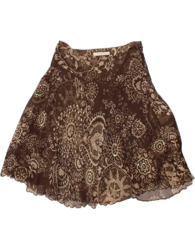 NOUGAT Womens A-Line Skirt W30 Medium Brown Paisley Silk silk skirt lustrous