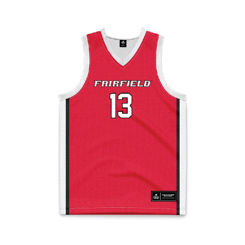 Fairfield - NCAA Women's Basketball : Cyanne Coe - Red Basketball Jersey Custom Jersey Tee