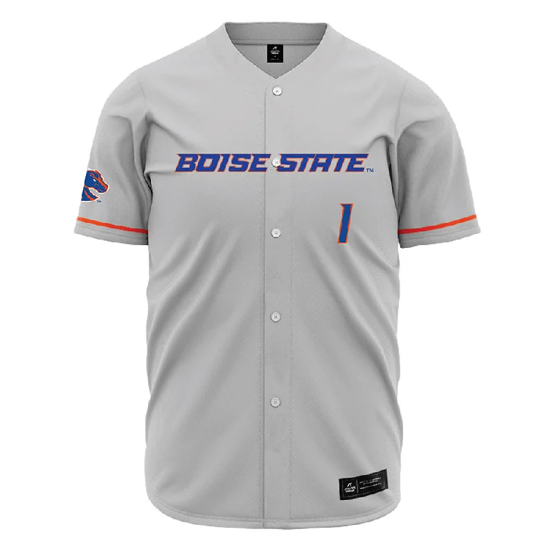 Boise State - NCAA Women's Gymnastics : Blake Pascal - Grey Jersey Silk Jersey Blouse