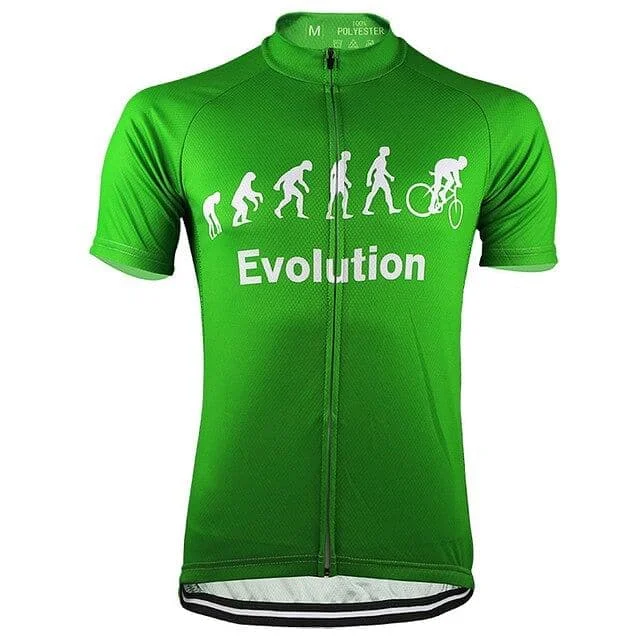 Evolution Of Man Cycling Jersey - Green Ash Gray Jersey Tee