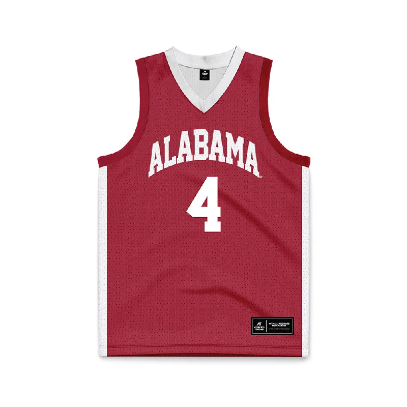 Alabama - NCAA Women's Basketball : Eris Lester - Crimson Basketball Jersey Silver Jersey Tee