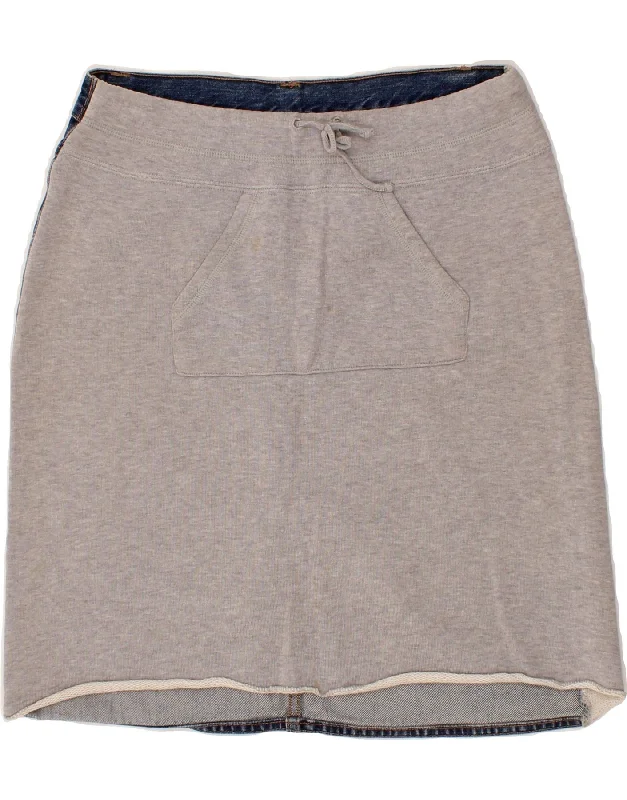 BENETTON Womens Graphic Straight Skirt Small W27 Grey Colourblock Cotton lace skirt elegant