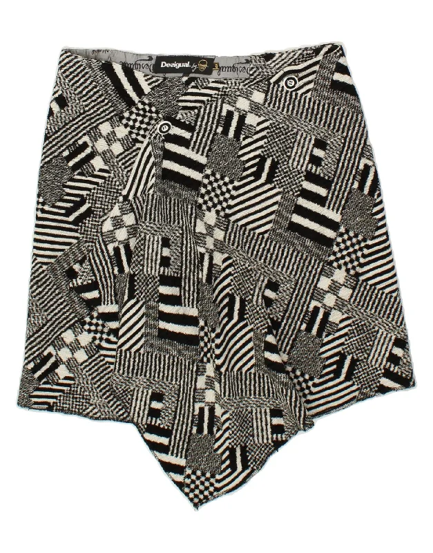 DESIGUAL Womens Wrap Skirt EU 42 Large W32 Grey Patchwork Acrylic velvet skirt luxurious