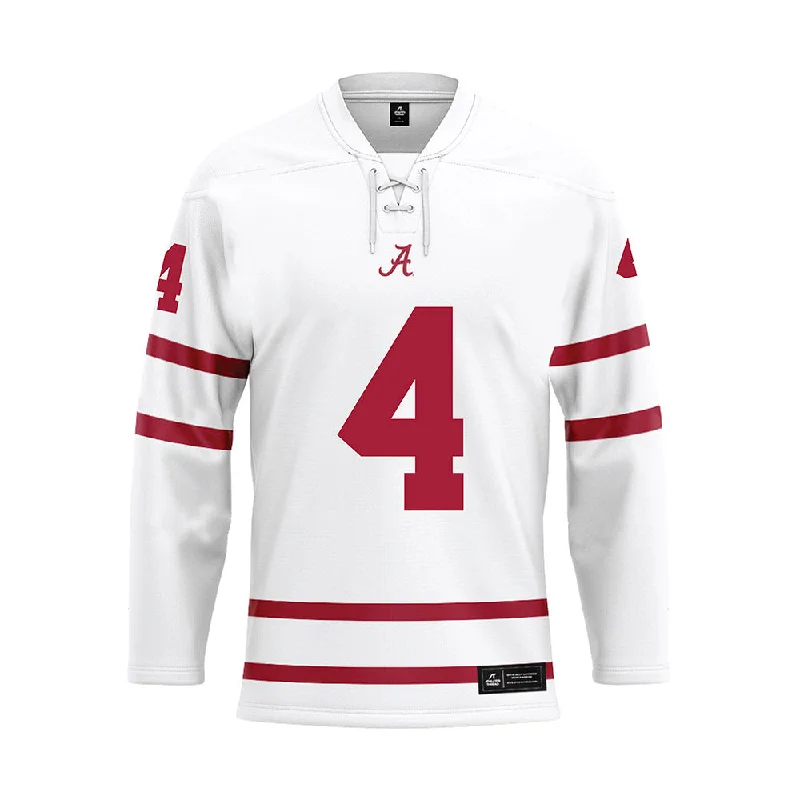 Alabama - NCAA Women's Track & Field : Makenna Estes - White Hockey Jersey Textured Jersey Blouse