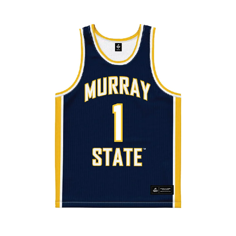 Murray State - NCAA Women's Basketball : Halli Poock - Blue Basketball Jersey V Neck Jersey Blouse