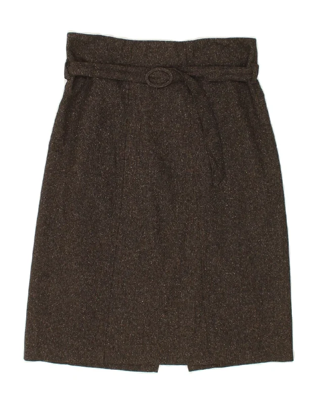 BENETTON Womens Straight Skirt W28 Medium Brown Flecked denim skirt classic