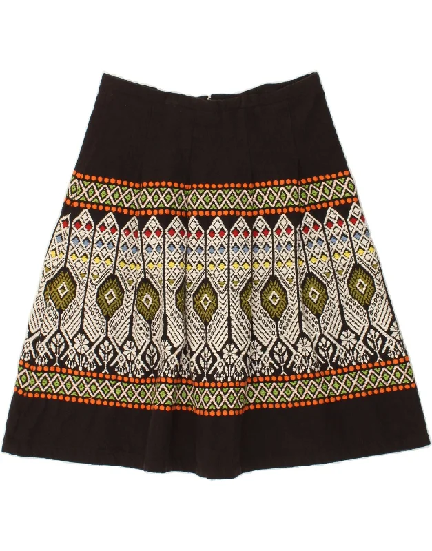 MAX & CO. Womens A-Line Skirt UK 12 Medium W30  Black Fair Isle Cotton leather skirt durable