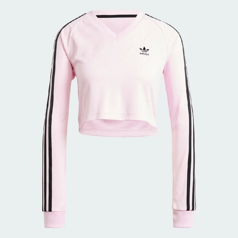 Adidas Women's Long Sleeve Cropped Jersey - Pink Retro Jersey Tee