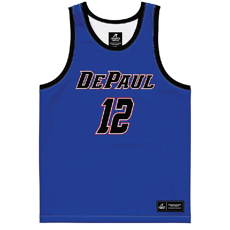 DePaul - NCAA Women's Basketball : Ellery Minch - Purple Basketball Jersey Polo Neck Jersey Top