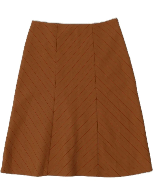 VINTAGE Womens A-Line Skirt IT 42 Medium W30  Brown Chevron wool skirt warm