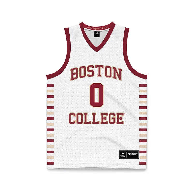 Boston College - NCAA Women's Basketball : Athena Tomlinson - White Basketball Jersey Jet Black Jersey Tee