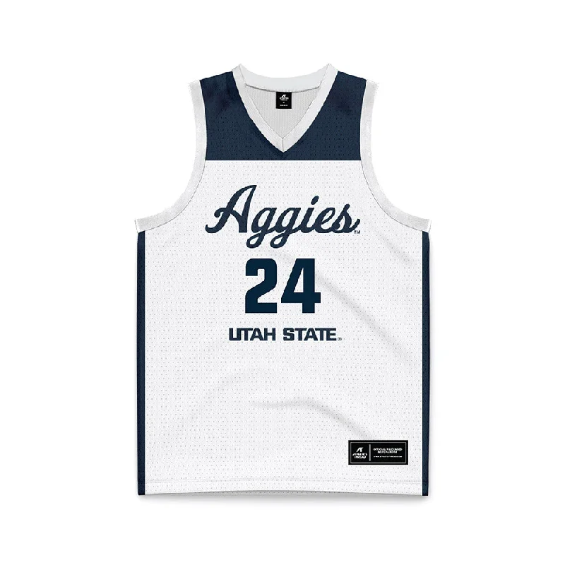 Utah State - NCAA Women's Basketball : Cheyenne Stubbs - Basketball Jersey Striped Jersey Top