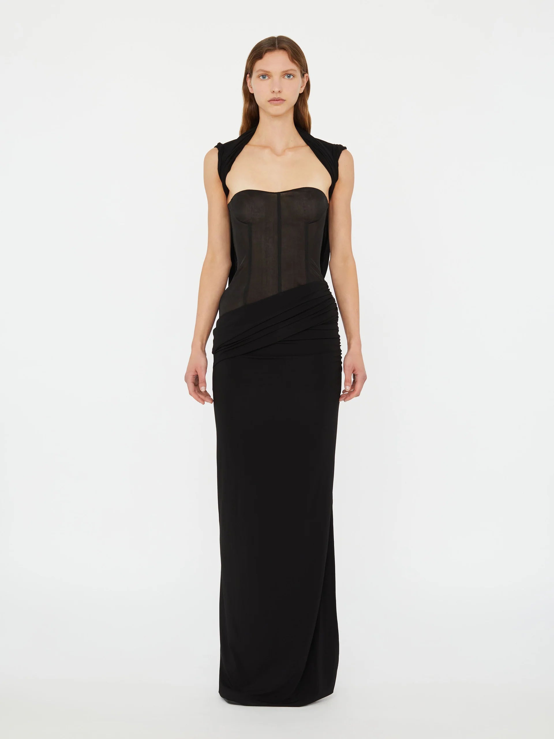 COILED JERSEY CORSETED TEE GOWN Winter Jersey Top