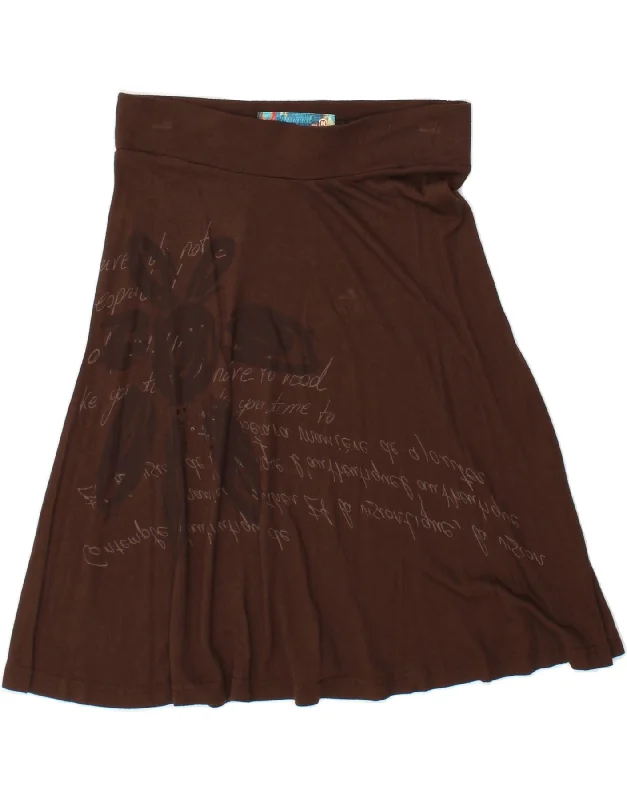 DESIGUAL Womens Graphic A-Line Skirt Medium W28  Brown wool skirt warm