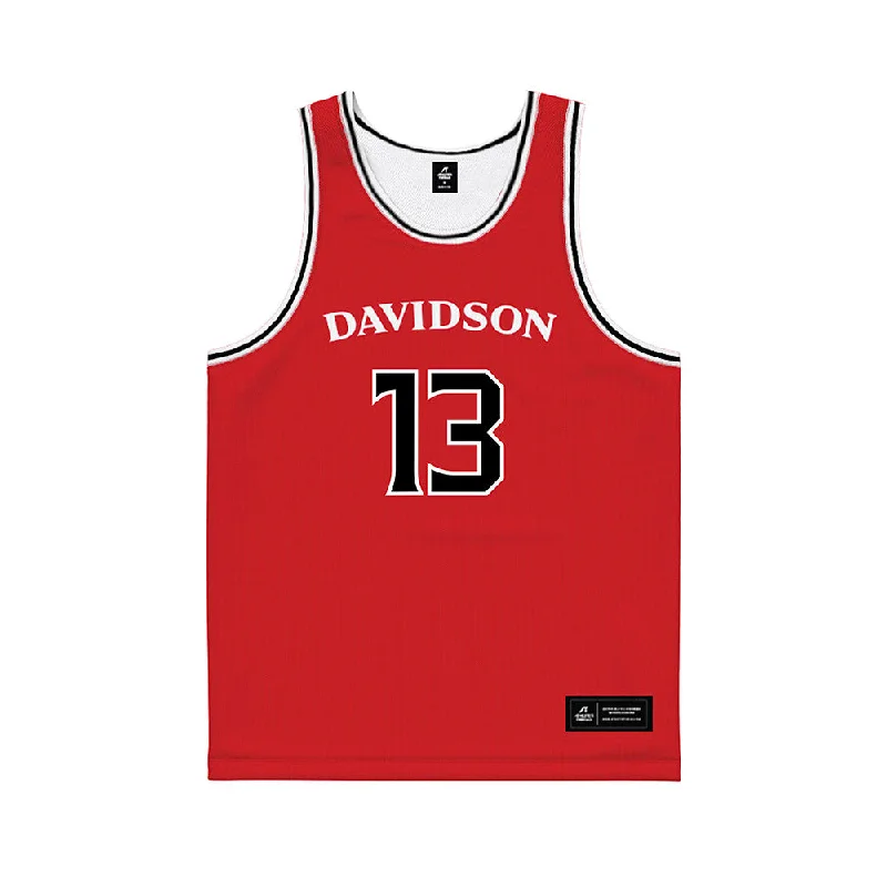 Davidson - NCAA Women's Basketball : Sienna Dauer - Red Basketball Jersey Eco-Friendly Jersey Tee