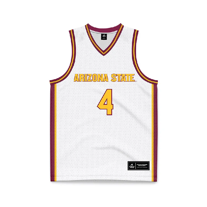 Arizona State - NCAA Women's Basketball : Jyah LoVett - White Basketball Jersey Off Shoulder Jersey Top