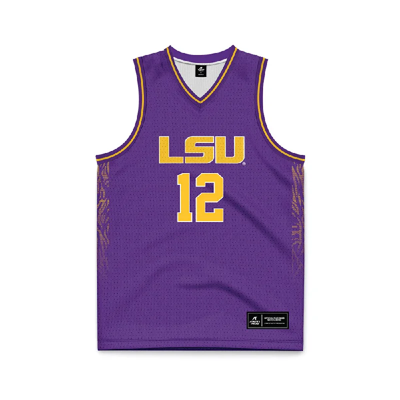 LSU - NCAA Women's Basketball : Mikaylah Williams - Purple Basketball Jersey Sustainable Jersey Tee