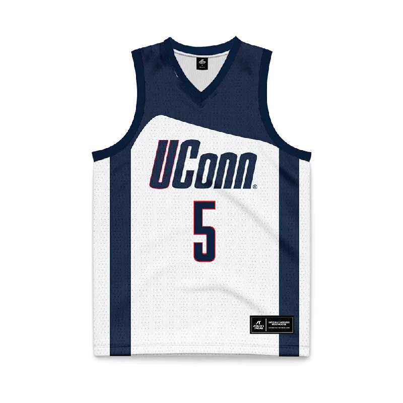 UConn - NCAA Women's Basketball : Paige Bueckers - White Basketball Jersey Affordable Jersey Tee