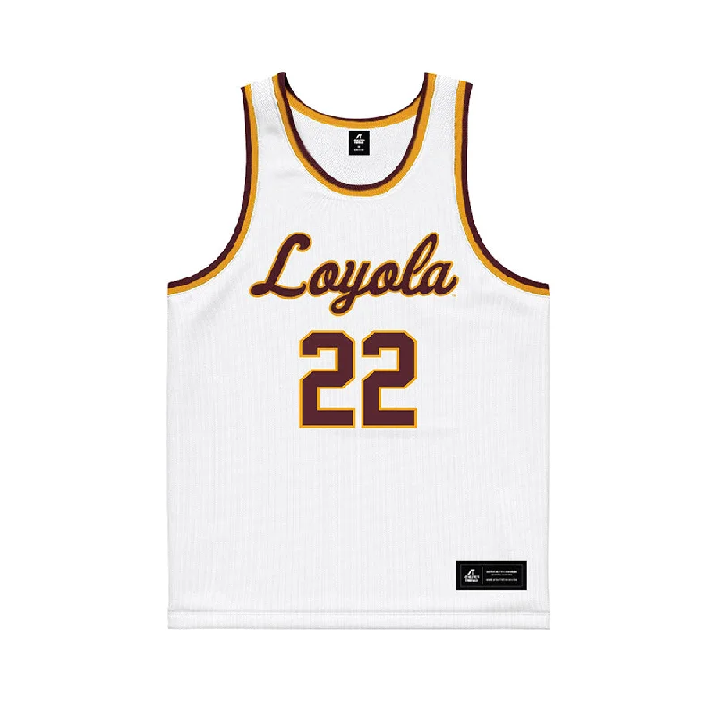 Loyola - NCAA Women's Basketball : Naelle Soa Bernard - White Basketball Jersey Sky Blue Jersey Tee