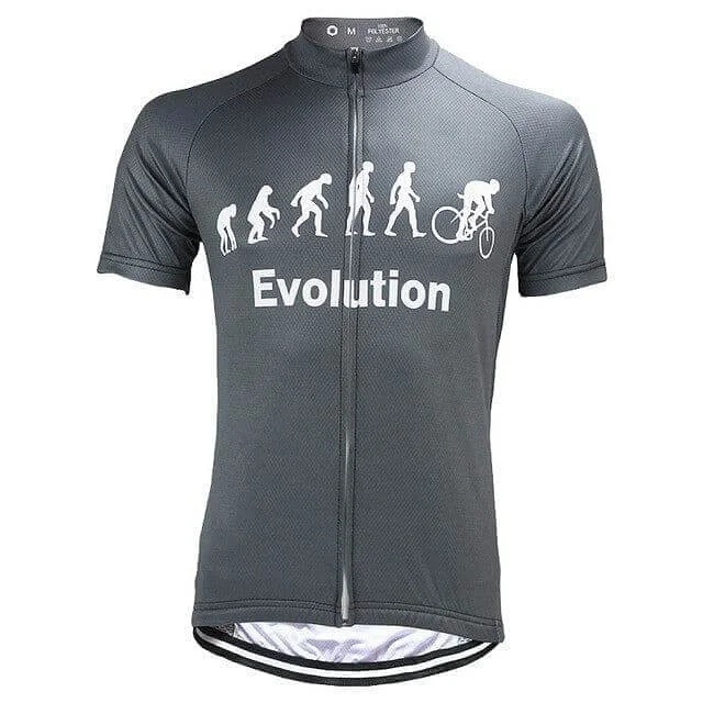 Evolution Of Man Cycling Jersey - Grey Pure White Jersey Tee