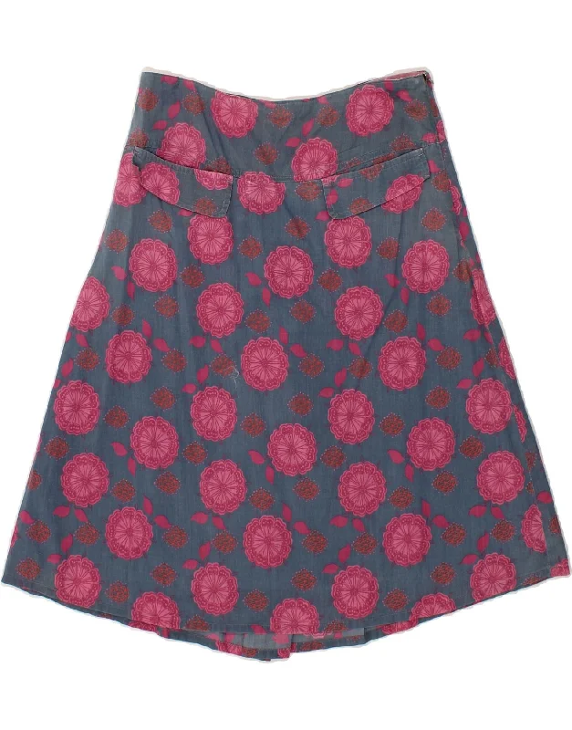 WHITE STUFF Womens A-Line Skirt UK 8 Small W26 Pink Floral Cotton corduroy skirt textured