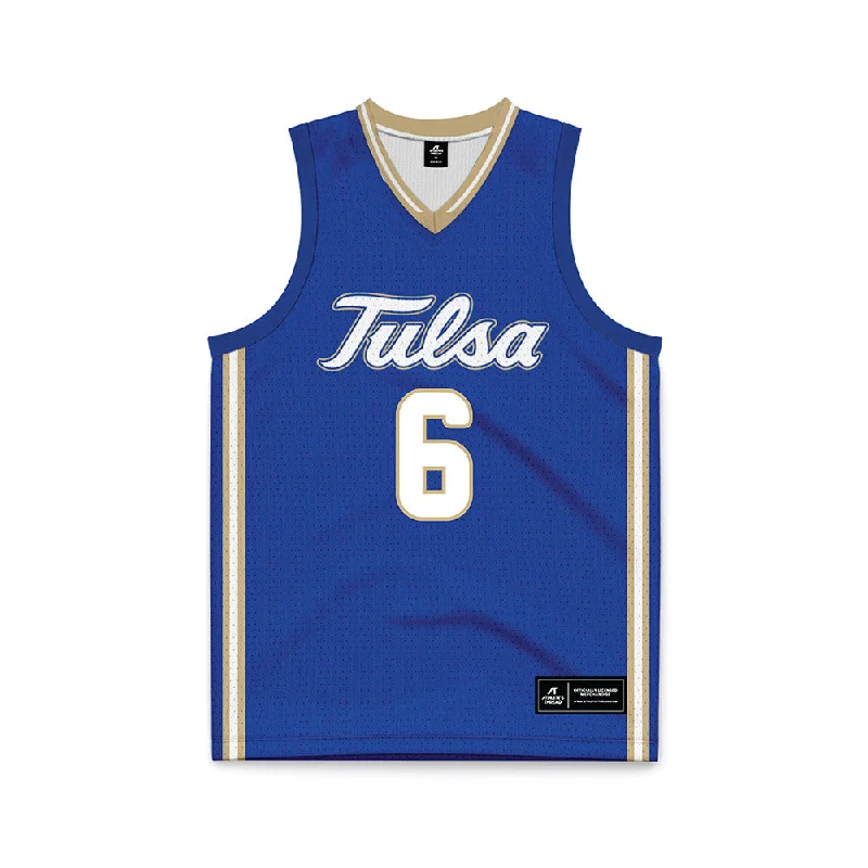 Tulsa - NCAA Women's Basketball : Brynn Eshoo - Blue Basketball Jersey Boat Neck Jersey Shirt