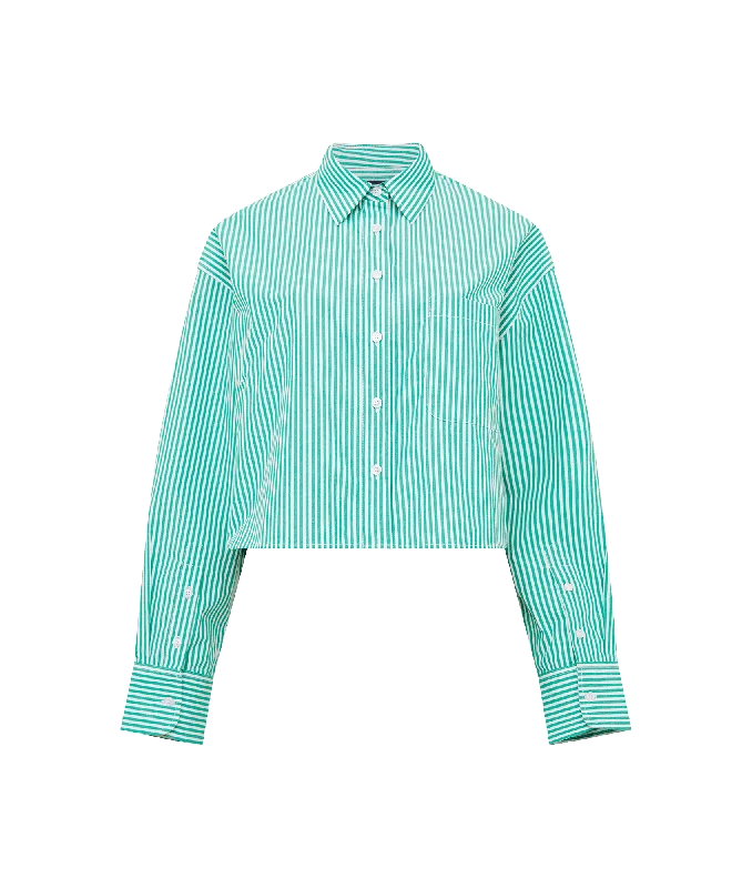 Alissa Stripe Cropped Shirt - Green