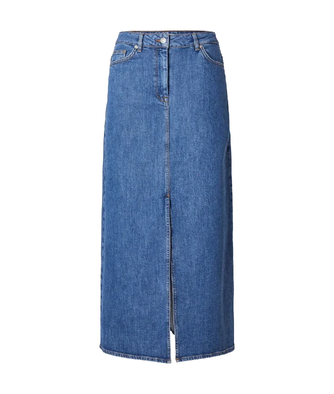 Denim Maxi Skirt - Blue