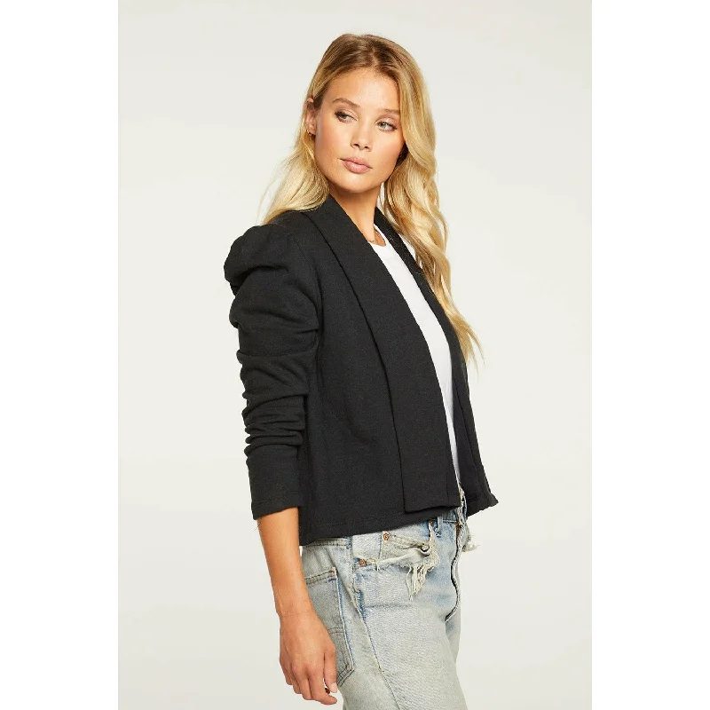 Cashmere Fleece Cropped Puff Sleeve Blazer