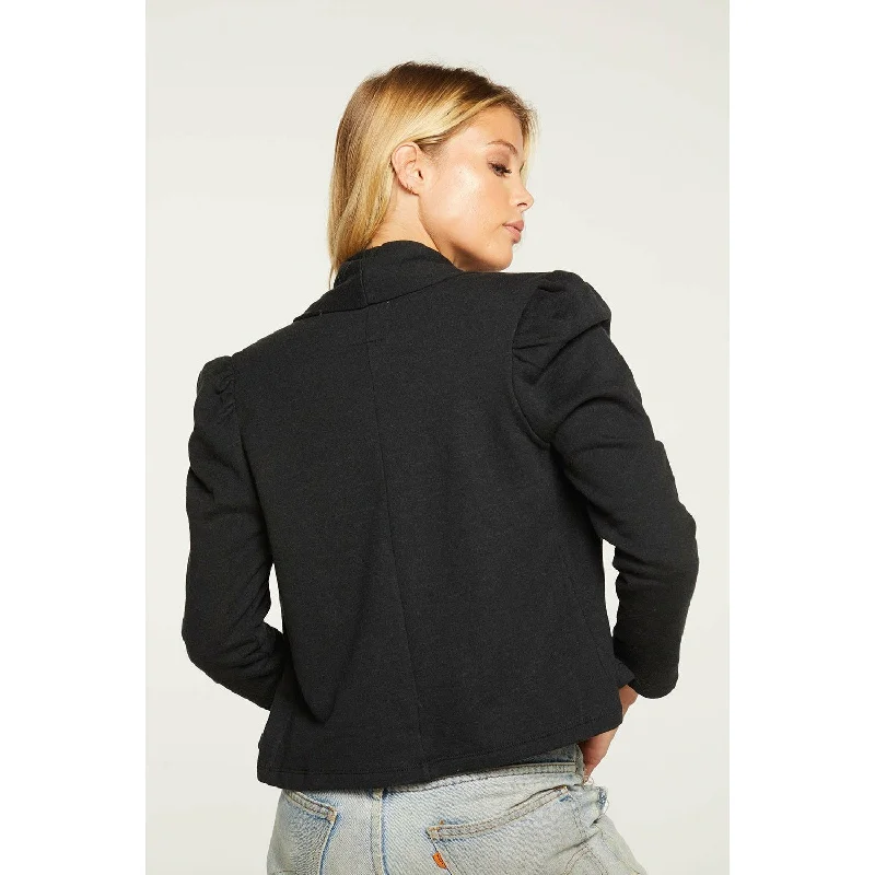 Cashmere Fleece Cropped Puff Sleeve Blazer