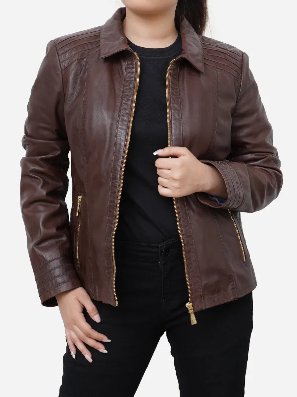 Daisy Casual Brown Genuine Leather Jacket