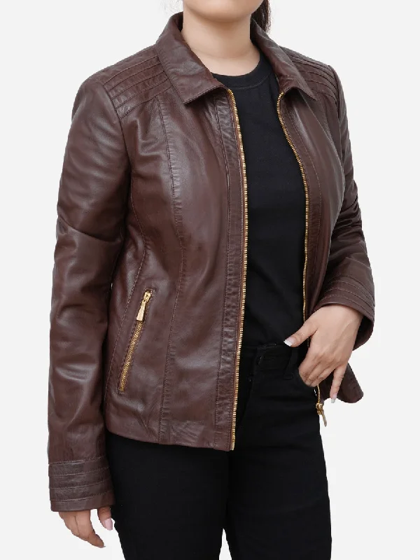 Daisy Casual Brown Genuine Leather Jacket