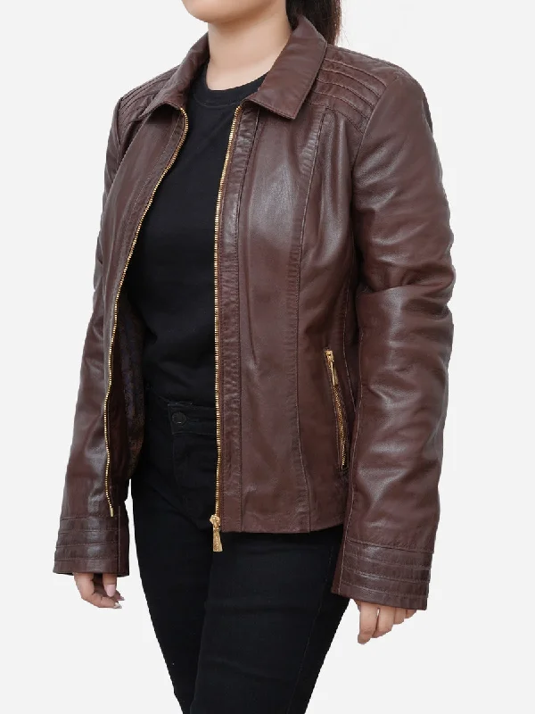 Daisy Casual Brown Genuine Leather Jacket