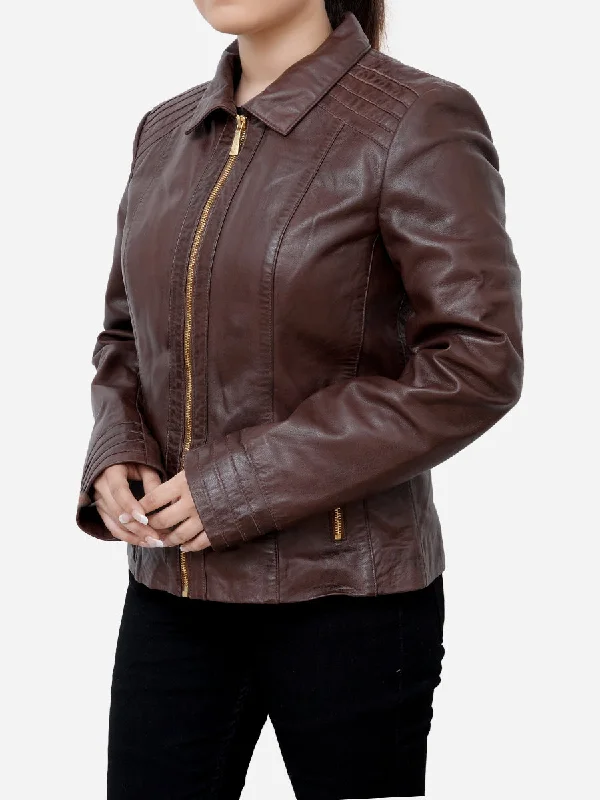 Daisy Casual Brown Genuine Leather Jacket