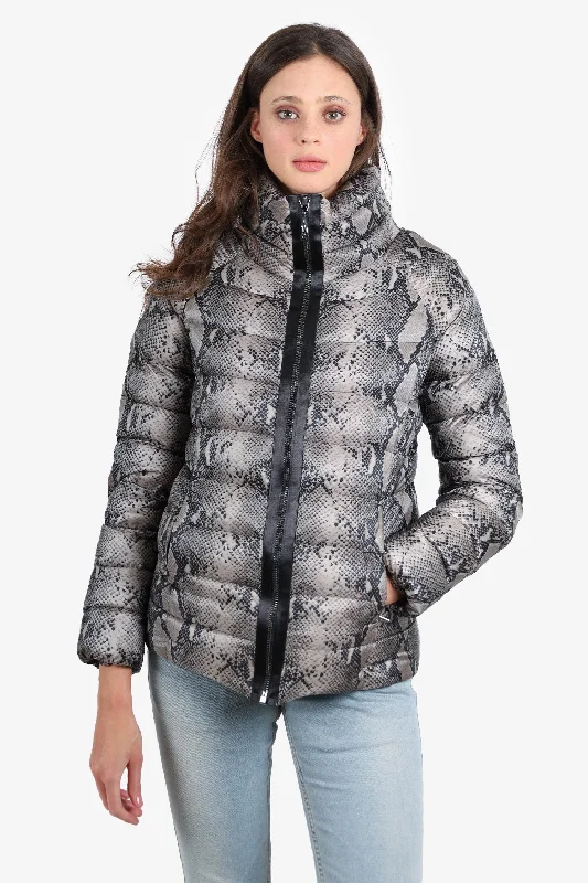 Diane von Furstenberg Snake Print Down Puffer Jacket Size S